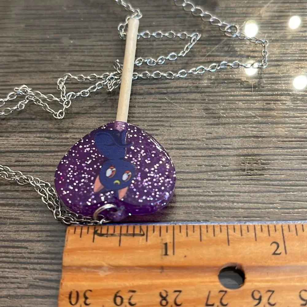 Sailor Moon Necklace Luna Hot Topic Cosplay Jewelry Glitter Purple Lollipop